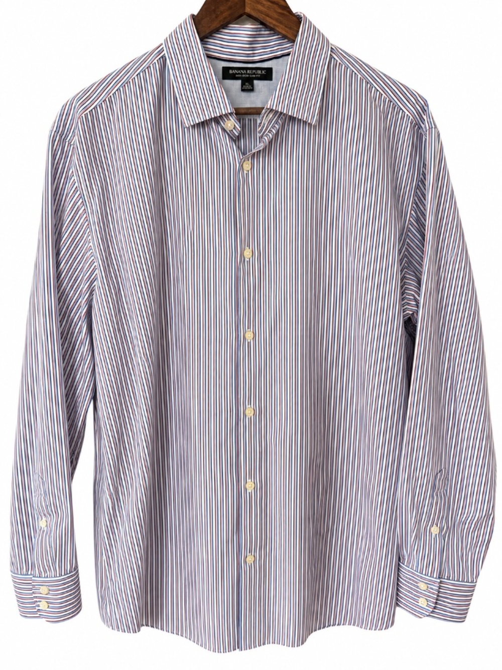 Banana Republic Non-Iron Slim Fit Striped Dress Shirt Men’s XL Cotton